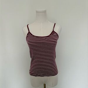 Brandy Melville Burgundy and White Striped Camisole